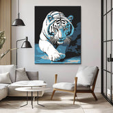 Painting by Numbers Art 3D Black and White Tiger Sneaks Up